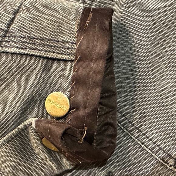 Vintage Carhartt Blanket Lined Chore Coat Heavily Distressed Brass Button XL - Picture 11 of 12